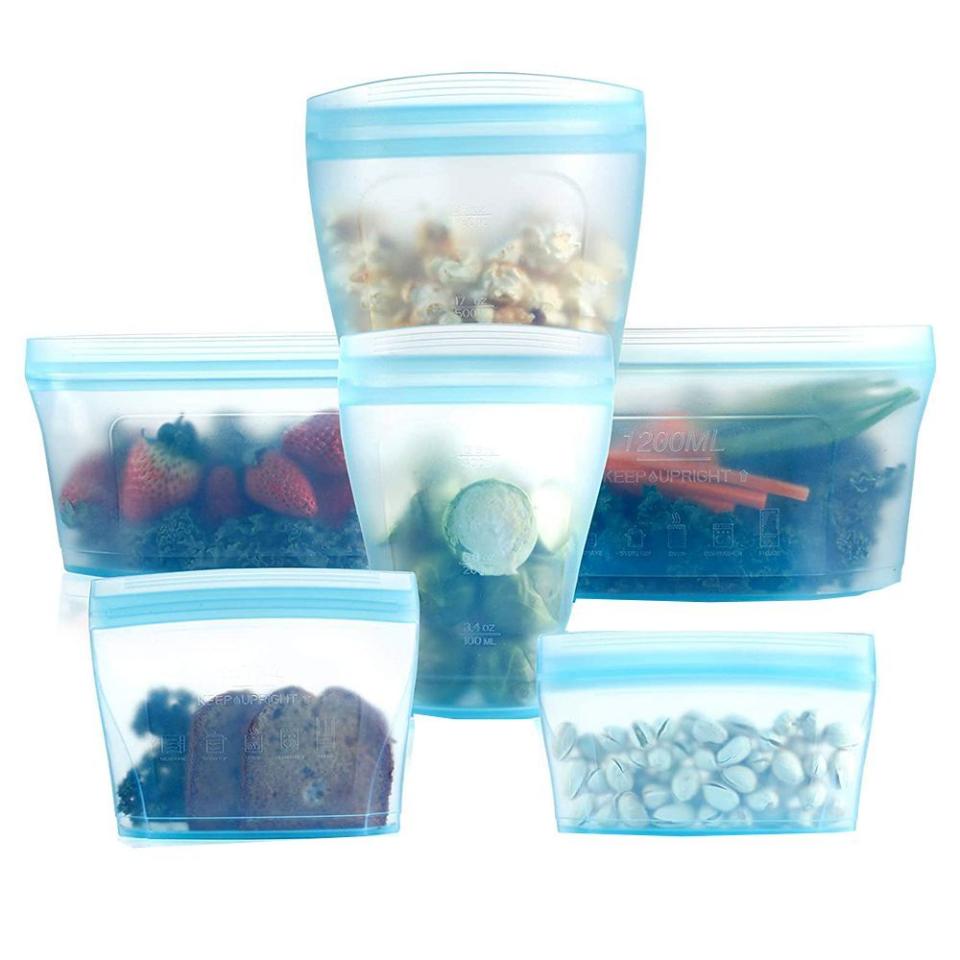 2) Silicone Reusable Food Bags (Set of 6)