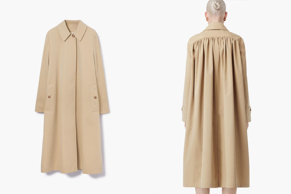 Gathered Panel Tropical Gabardine Oversized Car Coat