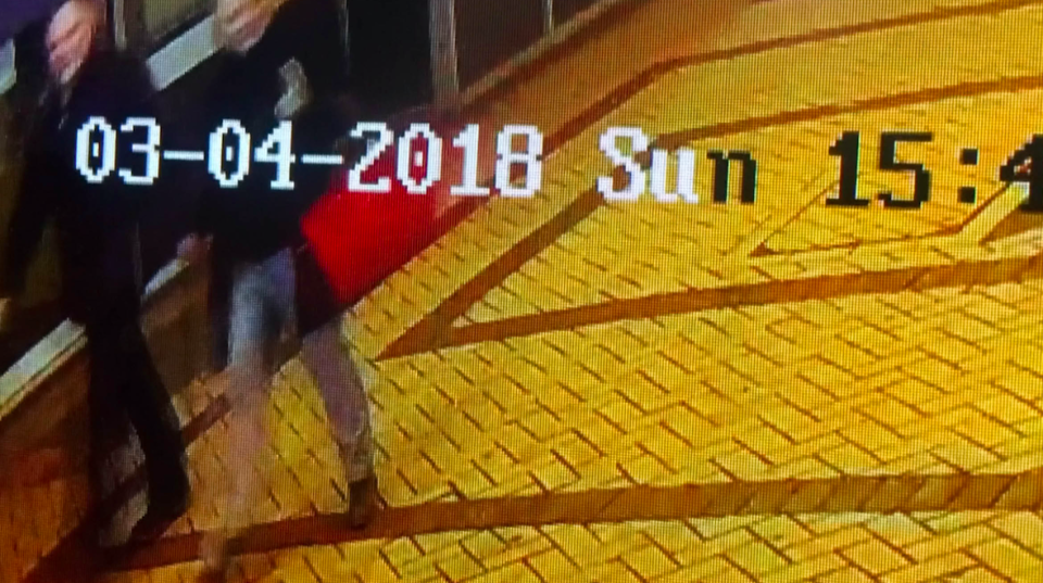 <em>CCTV footage shows Sergei and Yulia walking in Maltings shopping centre just minutes before they were poisoned (Rex)</em>