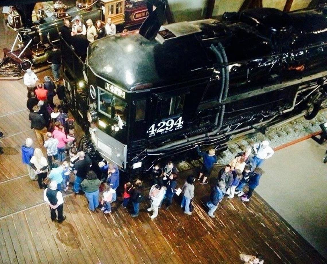 Visitors check out a train at the California State Railroad Museum on Museum Day 2015.