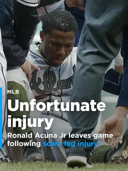 Braves rookie Ronald Acuna Jr leaves game with scary leg injury