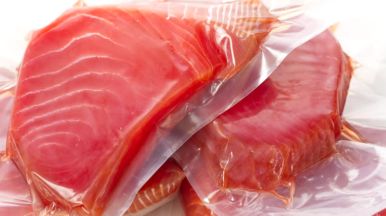 Vacuum sealed raw tuna