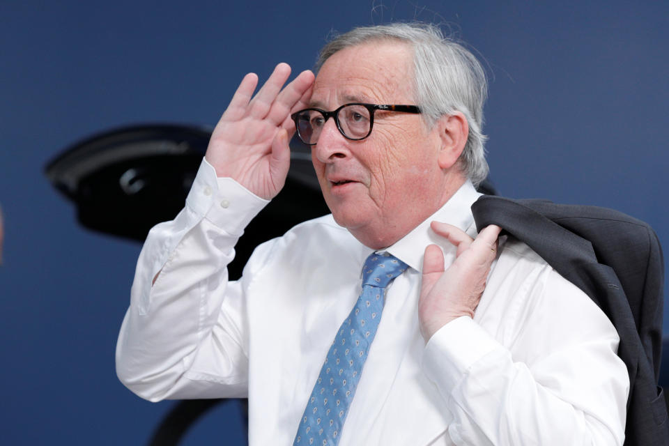 European Commission President Jean-Claude Juncker arrives to take part in a European Union leaders summit, in Brussels, Belgium July 2, 2019. Geoffroy Van Der Hasselt/Pool via REUTERS