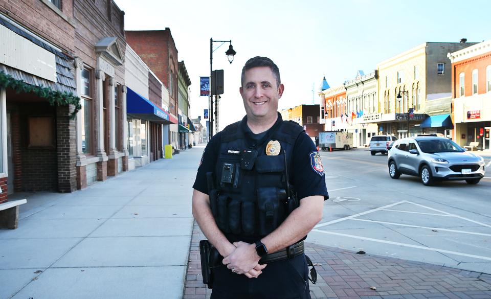 Nevada Police Chief Chris Brandes poses downtown on Friday, Feb. 2, 2024.