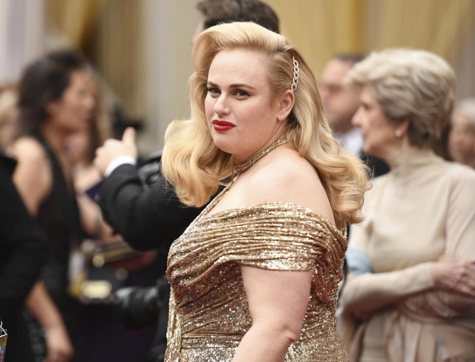 FILE - Rebel Wilson arrives at the Oscars on Feb. 9, 2020, in Los Angeles. Wilson turns 41 on March 2. (Photo by Richard Shotwell/Invision/AP, File)