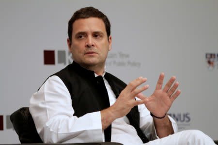 FILE PHOTO: Rahul Gandhi speaks at an event in Singapore March 8, 2018. REUTERS/Thomas White/File Photo