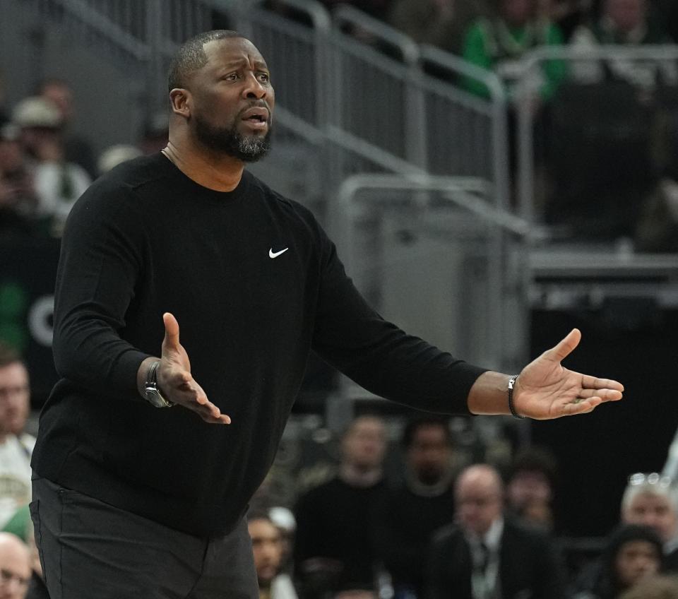 Milwaukee Bucks head coach Adrian Griffin is shown during the second half of their game Dec. 11 at Fiserv Forum. Griffen was fired by the Bucks, who rank near the bottom of the NBA in defense.
