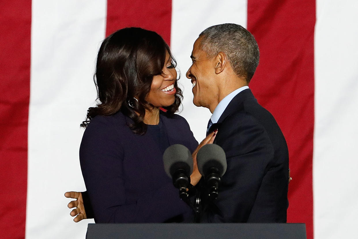 Former first couple Barack and Michelle Obama celebrated their 28th wedding anniversary on Oct. 3, 2020. (Photo: Getty Images)