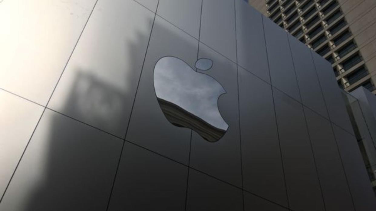  Apple logo on a building. 