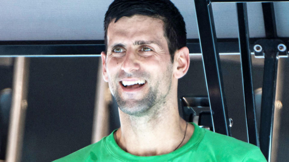 Novak Djokovic, pictured here during a practice session at Melbourne Park.