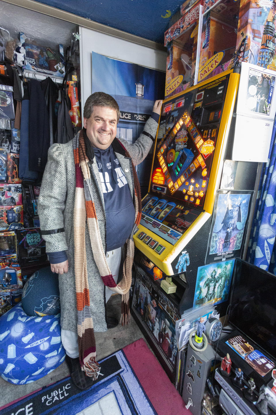 A Doctor Who superfan has laid claim to having the world’s largest collection of the show’s memorabilia - after spending over £100,000 on “at least a million” items. Brian Mattocks, 50, says he became “obsessed” with the hit BBC series after watching an episode in 1979 which ended on a cliffhanger - and he hasn’t missed an episode since. His loving parents bought the then nine-year-old boy a Dalek action figure which kickstarted his lifelong passion for collecting items from the show. Daleks are a fictional extraterrestrial race of mutants which are found in the series which has been running on BBC One since 1963. A Welsh schoolgirl, Lily Connors, recently bagged a Guinness World Record after amassing 6,641 Doctor Who items. Devoted Brian believes his "shrine" could easily beat but it would “take months to count”.