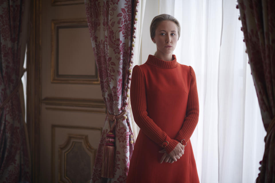 In this image released by Netflix, Erin Doherty portrays Princess Anne in a scene from the third season of "The Crown," debuting Sunday on Netflix. (Des Willie/Netflix via AP)