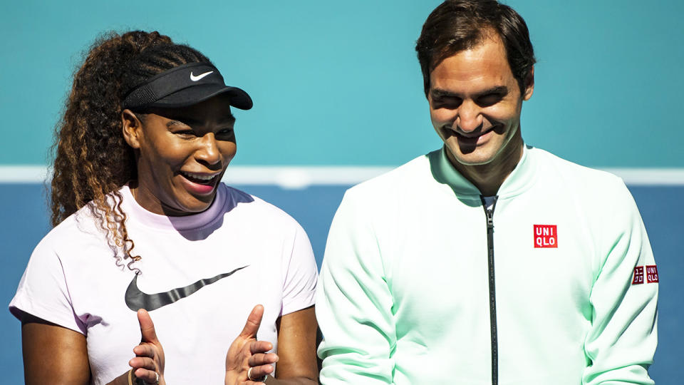Serena Williams and Roger Federer, pictured here at the Miami Open in 2019.