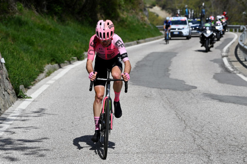 RITTEN ITALY  APRIL 18 Simon Carr of United Kingdom and Team EF EducationEasypost competes in the breakaway during the 46th Tour of the Alps 2023  Stage 2 a 1652km stage from Reith im Alpbachtal to Ritten 1174m on April 18 2023 in Reith im Alpbachtal Italy Photo by Tim de WaeleGetty Images