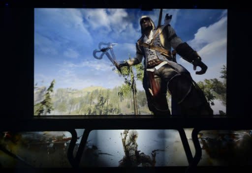 Ubisoft presents 'Assassin's Creed 3,' during the Ubisoft's media briefing at the E3 2012 in Los Angeles, California, on June 4