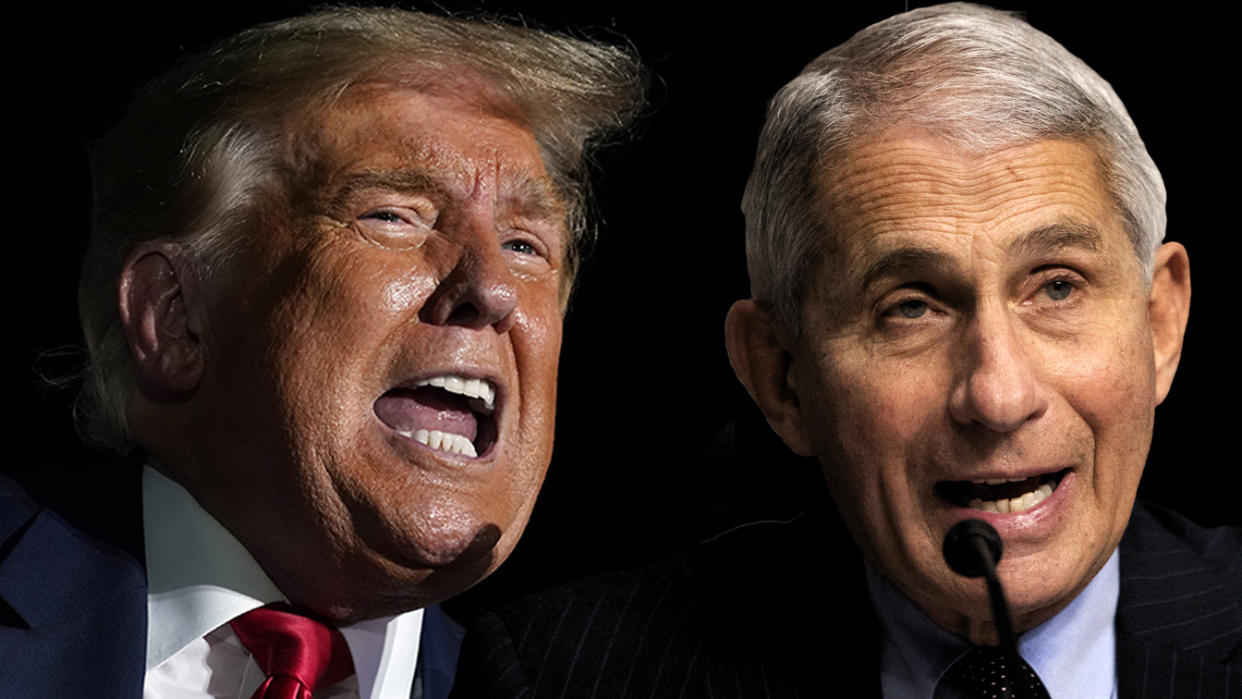 President Donald Trump and Dr. Anthony Fauci. (Photo illustration: Yahoo News; photos: Evan Vucci/AP, AP)