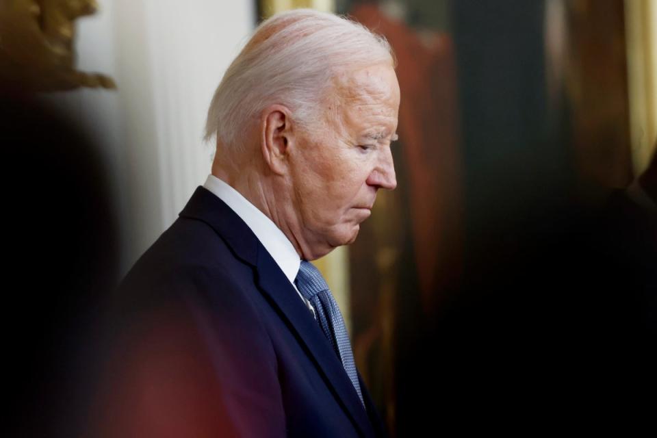 President Joe Biden has said he has no plans to withdraw from the race, despite calls for him to do so, following his diastrous dbate performance against Donald Trump last week (Getty Images)