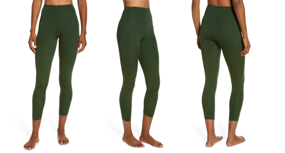 Stock up on the Zella High Waist Studio Lite Pocket 7/8 Leggings while you can. Images via Nordstrom.