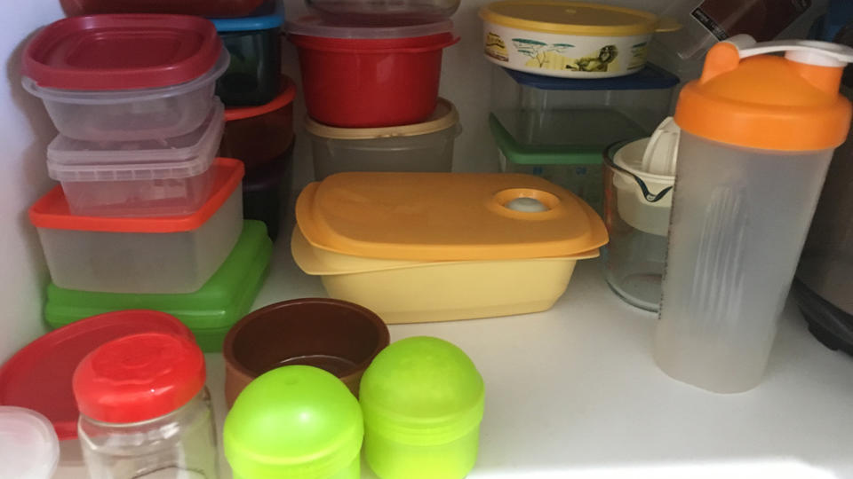 The kids take their lunches to school in reusable Tupperware containers. Source: Supplied