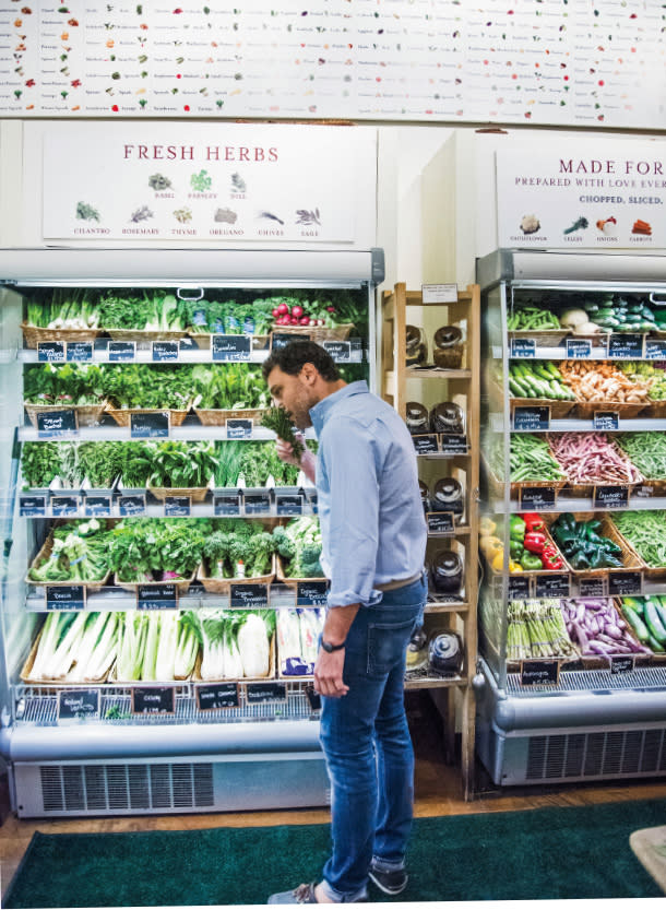 Getting fresh: Nicola Farinetti in Eataly NYC's produce section.
