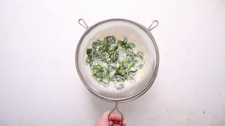 straining mint out of cream