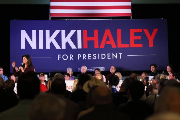 Republican presidential candidate Nikki Haley speaks at a campaign event at Exeter Town Hall on Feb. 16 in Exeter, New Hampshire. Haley, the former South Carolina governor and U.N. ambassador, announced her candidacy for the 2024 election on Feb. 14.