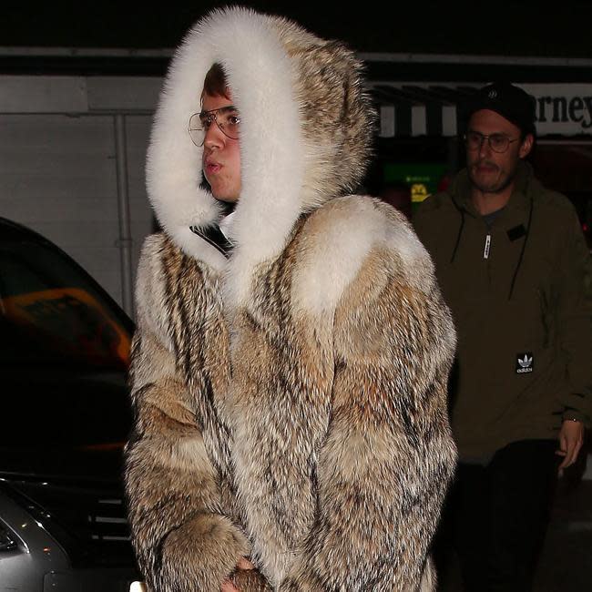 Justin Bieber in his fur coat