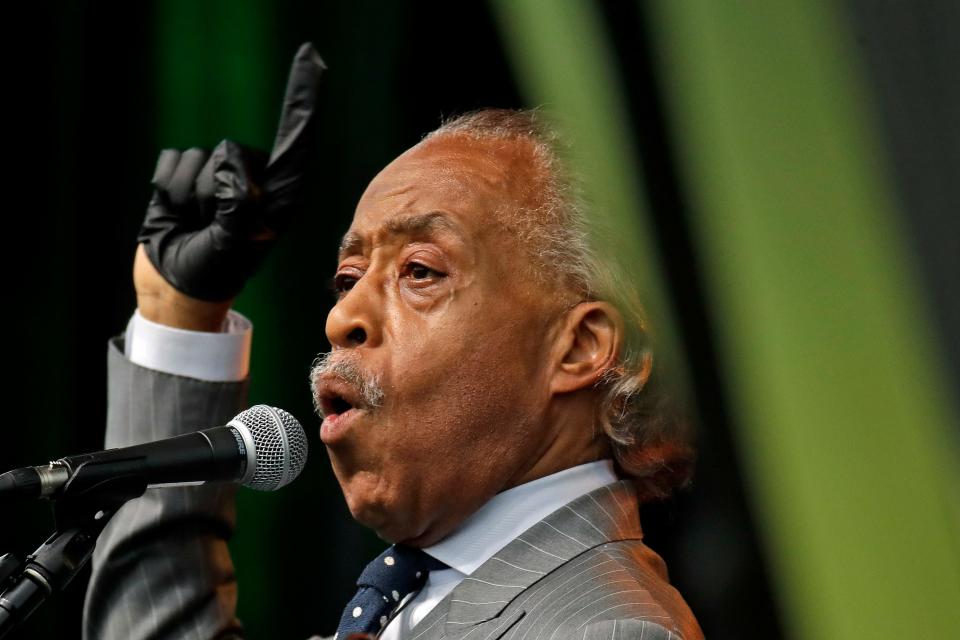 In this June 19, 2020 file photo, the Rev. Al Sharpton addresses the crowd at a Juneteenth rally in Tulsa, Okla.