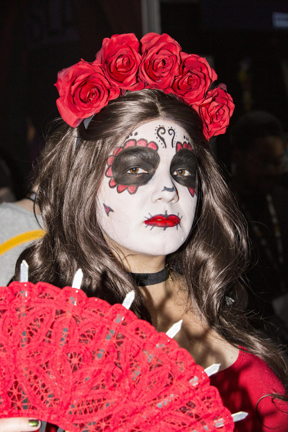 Brittni Dent-Taise cosplays as Maria from the television series "Deadly Class" at 2019 Comic-Con International.