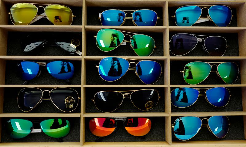 FILE PHOTO: Sunglasses from Ray Ban are on display at a optician shop in Hanau near Frankfurt