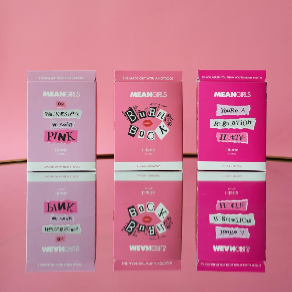 The "Mean Girls" scented candle collection by Literie.