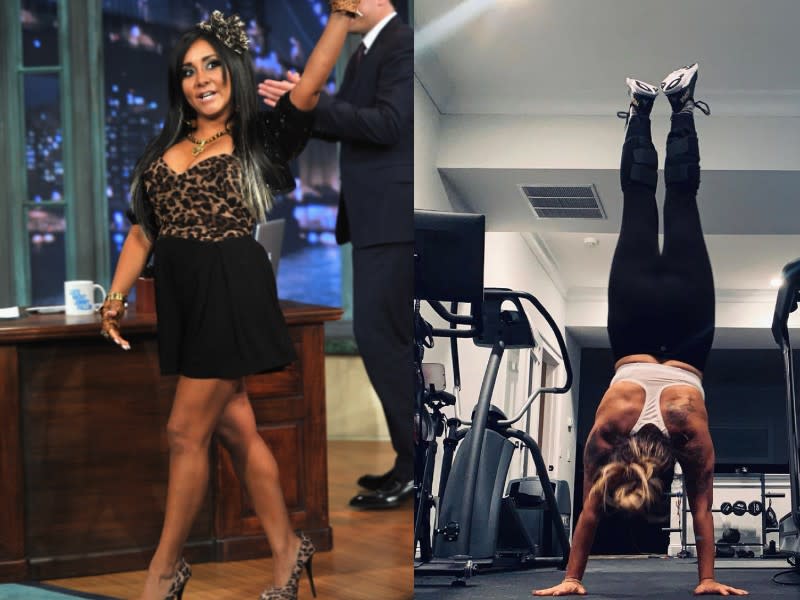 Snooki showed off her ripped shoulders and back on Instagram. (Photos: Getty Images/Instagram)  