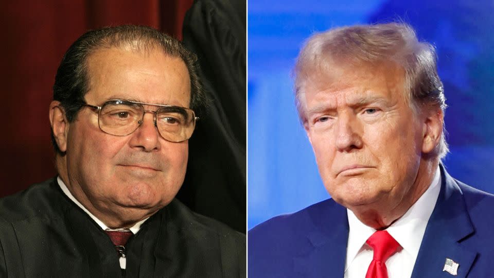 El juez de la Corte Suprema Antonin Scalia y el expresidente Donald Trump.  - Imágenes falsas