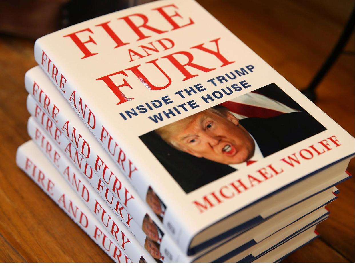 Copies of the book 'Fire and Fury' by author Michael Wolff are displayed on a shelf at Book Passage on 5 January 2018 in Corte Madera, California. Credit: Justin Sullivan/Getty Images: Justin Sullivan/Getty Images