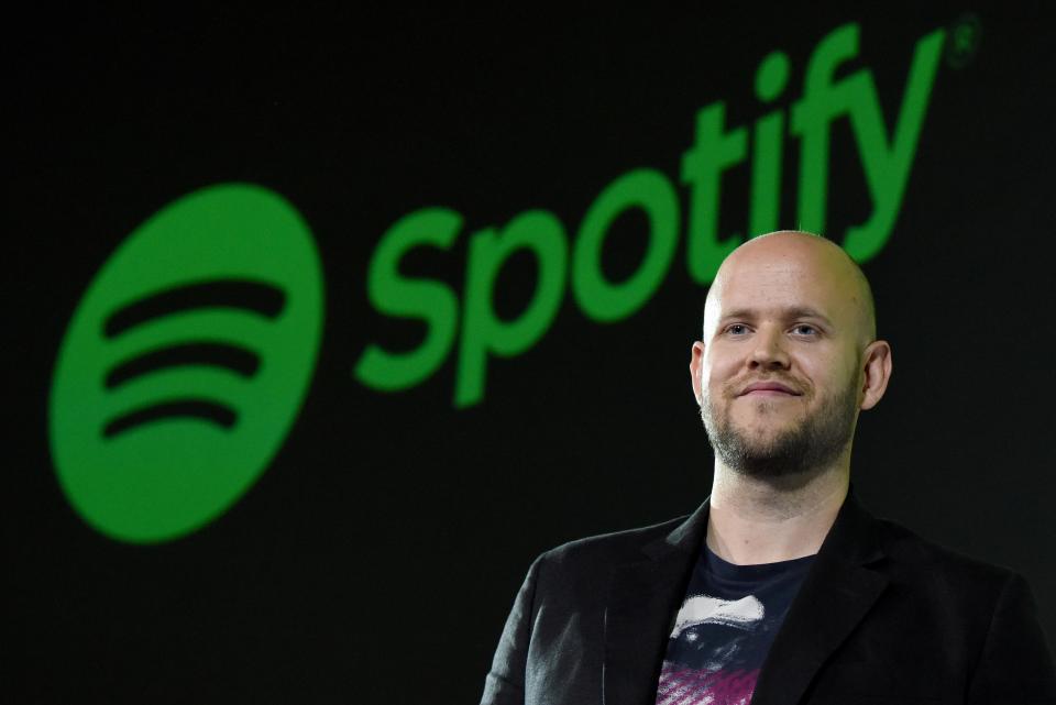 Daniel Ek, CEO of Swedish music streaming service Spotify, poses for photographers at a press conference in Tokyo on September 29, 2016. Spotify kicked off its services in Japan on September 29. 