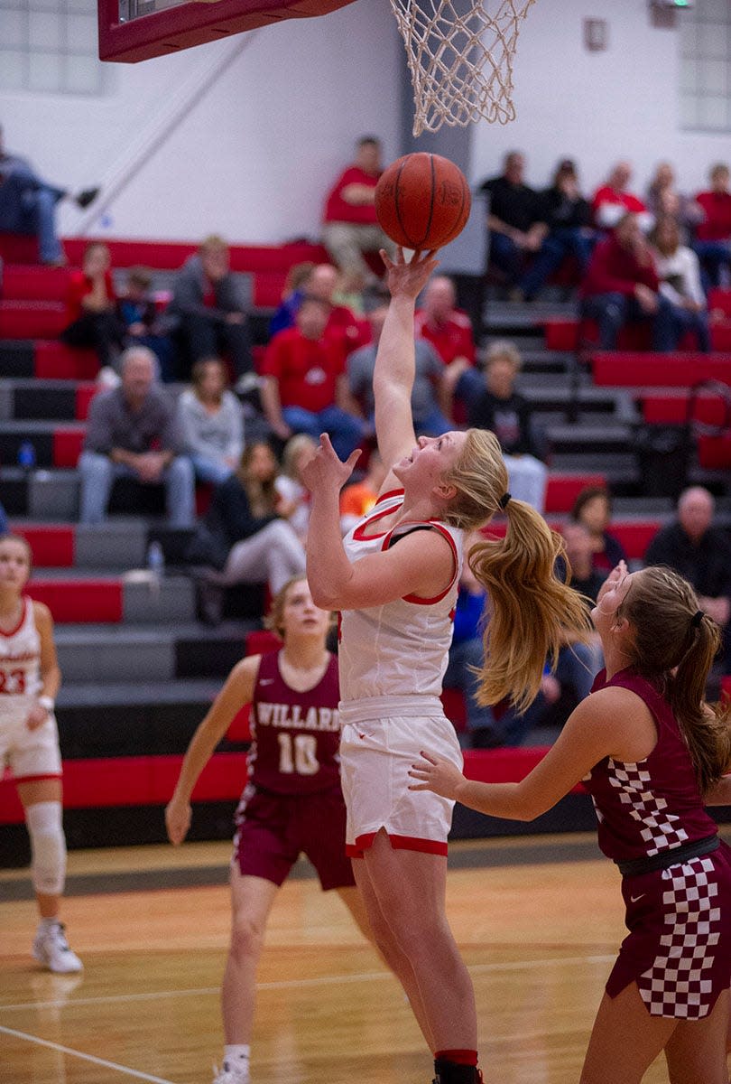 Buckeye Central's Paige Collene puts up a shot from close.