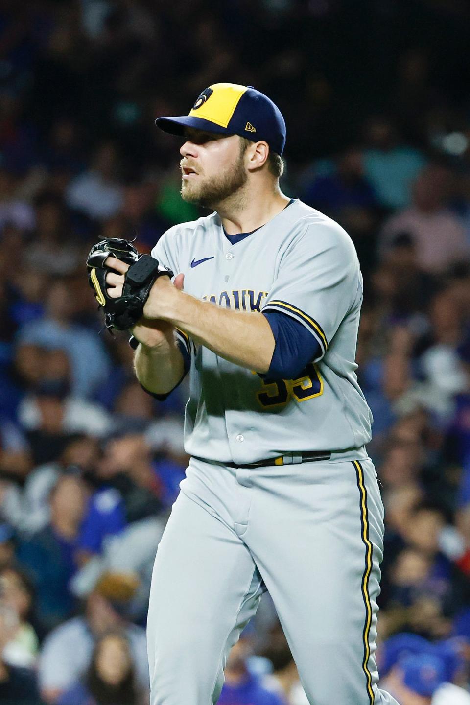 Brewers starter Corbin Burnes pitched hiself out of numerous jams after giving up a run in the first Tuesday night.