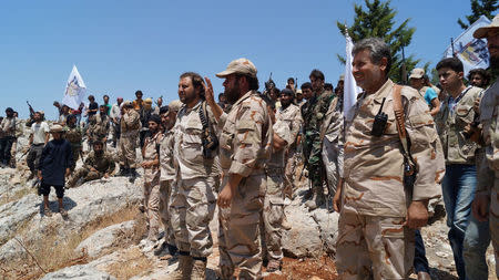 Fouad al-Ghraibi gestures in this undated photo in Idlib, Syria. REUTERS/Stringer