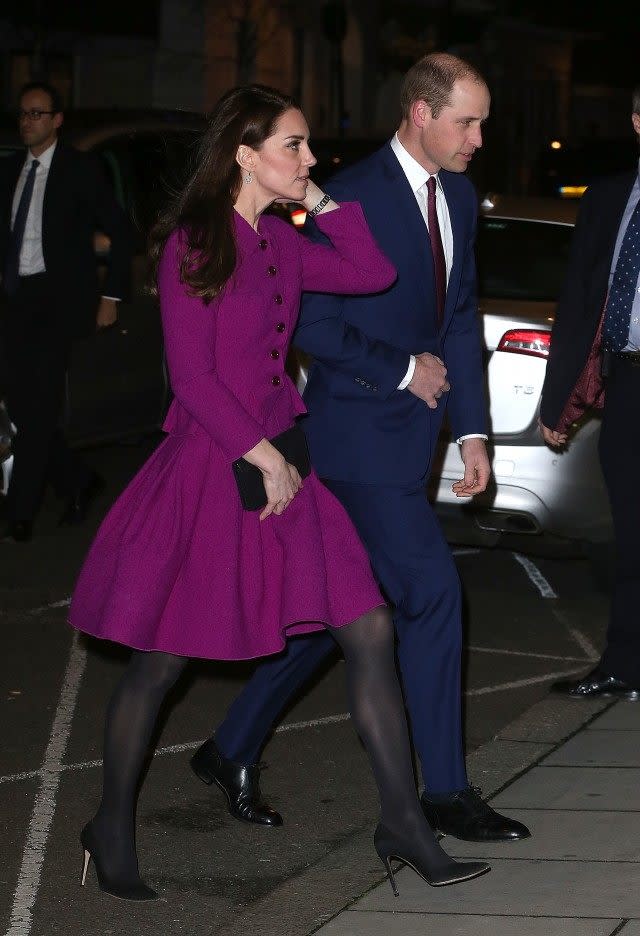 The Duchess of Cambridge rocked a bright purple Oscar de la Renta ensemble she wore in 2017.