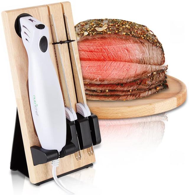 Homaider Electric Knife for Carving Meat, Turkey, Bread & More. Serving  Fork and Carving Blades Included