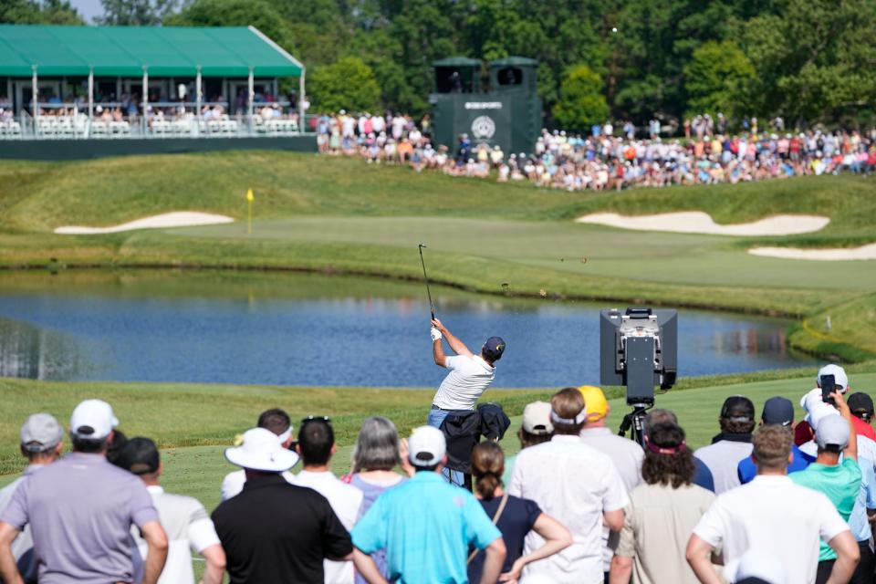 Denny McCarthy tees off on No. 16 at the Memorial Tournament on June 4.