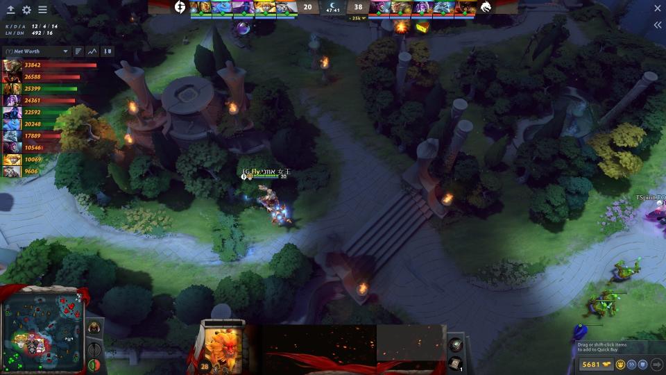 Team Spirit had to be very confident to take a fight in such a dark area of the map. (Screenshot courtesy of Valve Software)