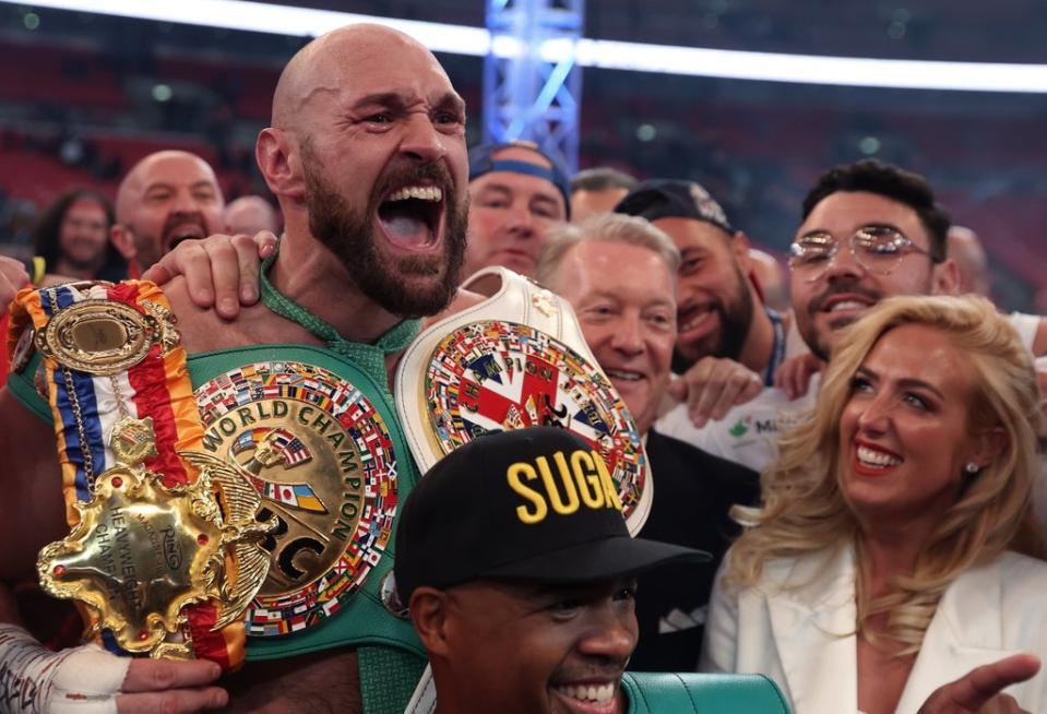 Fury celebrates after his victory (Getty Images)