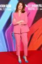 <p>Sharon Horgan steps out in a pink suit and at the <i>Herself</i> premiere during the 64th BFI London Film Festival on Thursday in London. </p>