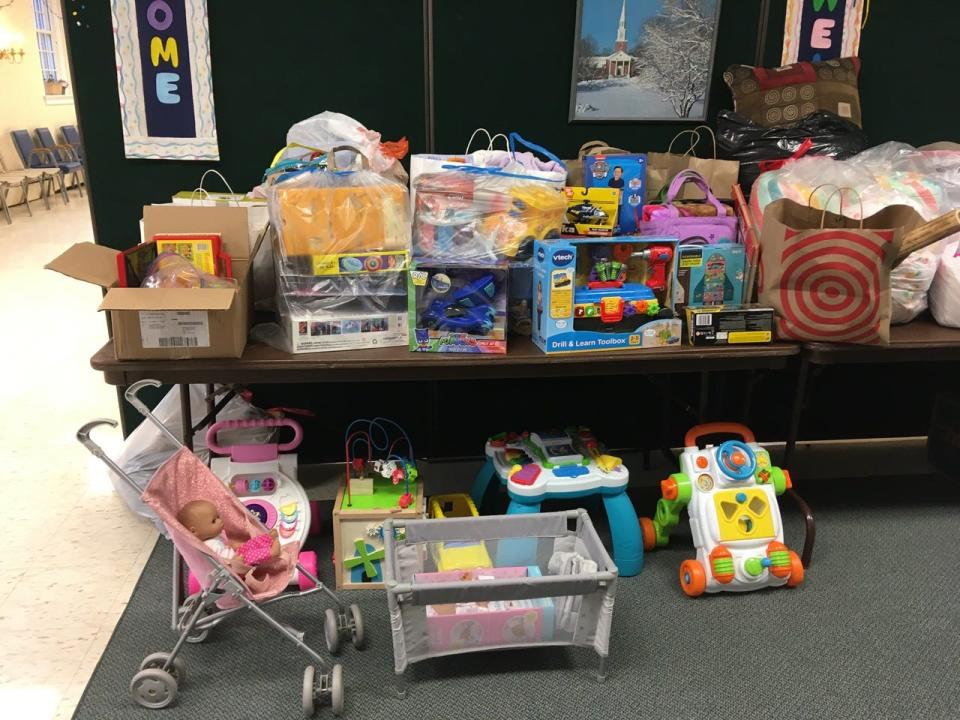 A sampling of some of the toys collected locally for Afghan refugee children.