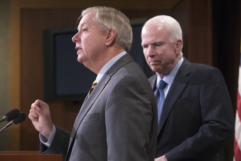 Sen. Lindsey Graham with Sen. John McCain in 2016.