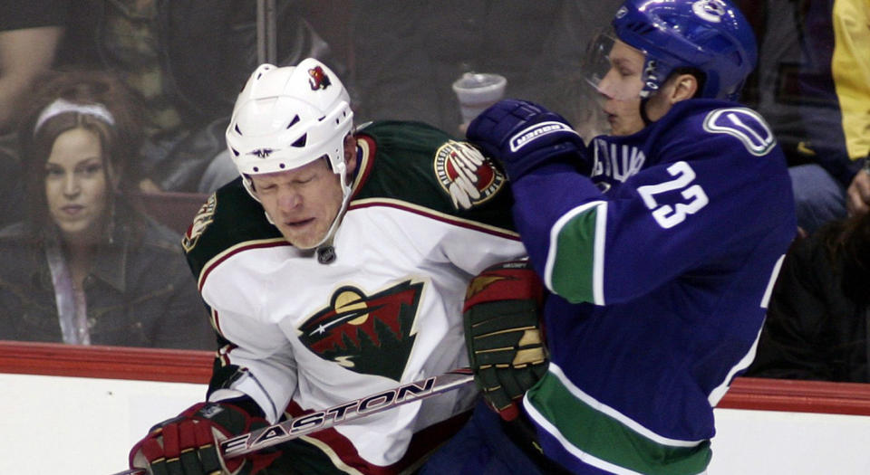 Alex Edler isn’t thought of as an especially gritty guy but he racks up the hits. (Richard Lam/CP)