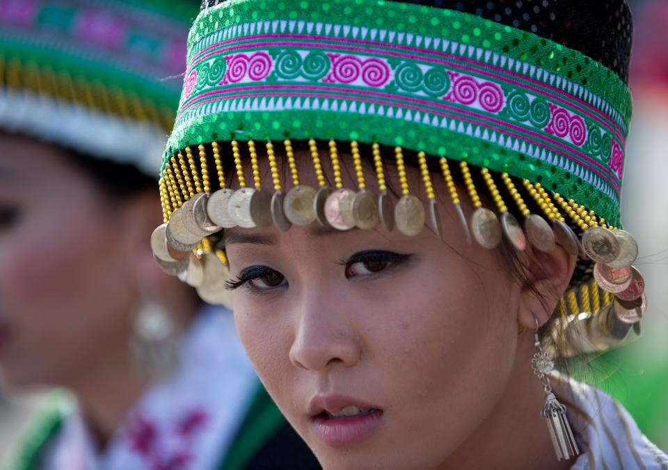 Highly detailed traditional dress at the Hmong New Year celebration at the San Joaquin County Fairgrounds in 2013.