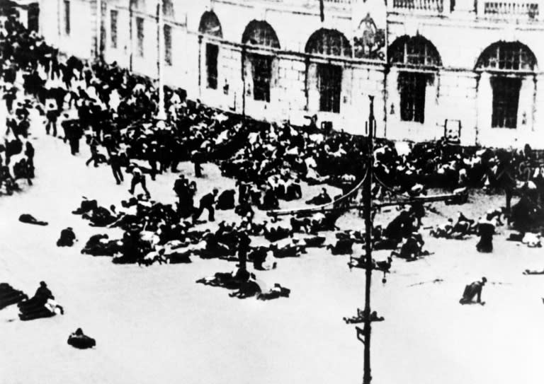 Bolshevik activists fight in Saint Petersburg (then Petrograd) against the forces of the provisional government on July 4, 1917