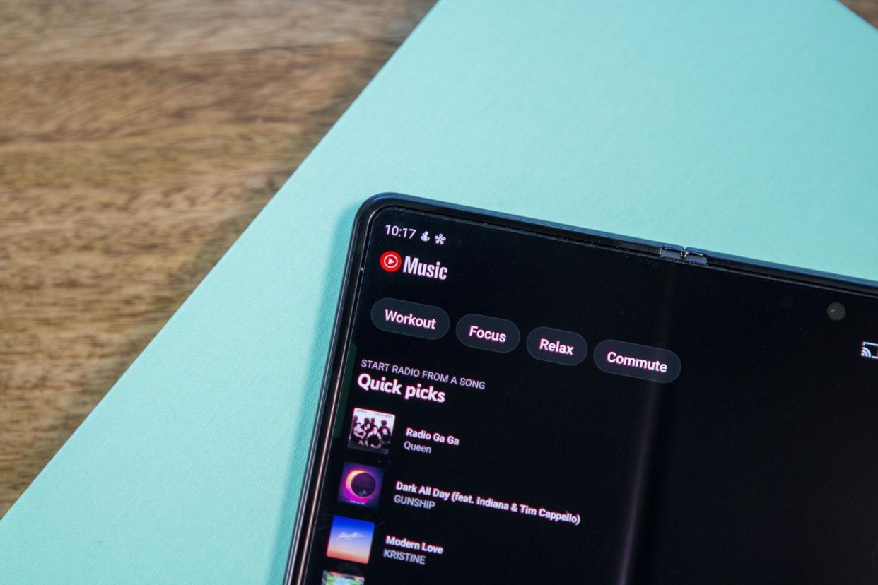  Youtube Music Branding Up Close Galaxy Z Fold. 